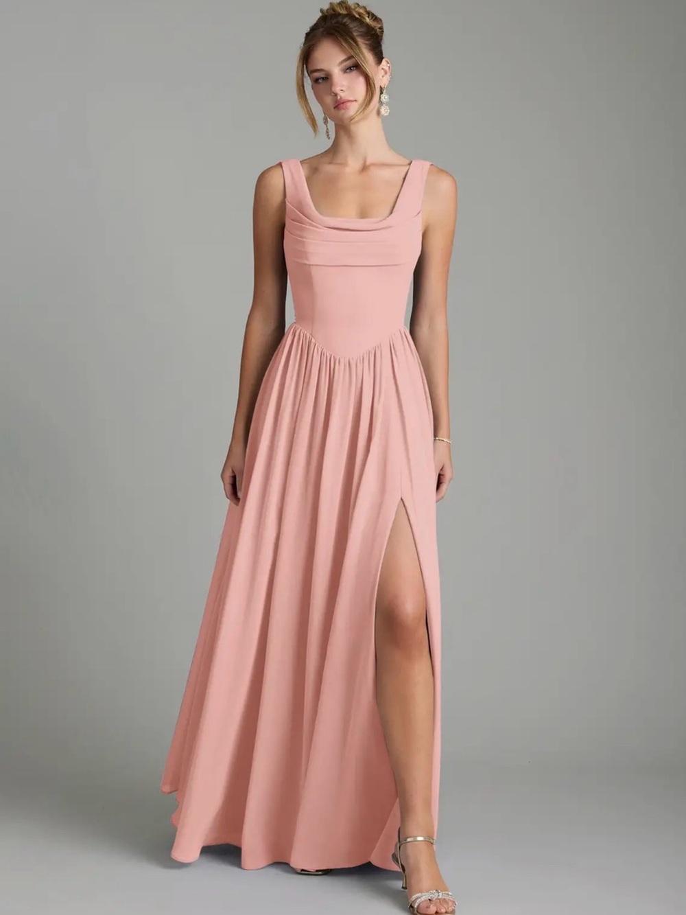 Azazie Novi Bridesmaid Dress Rosette Chiffon A14